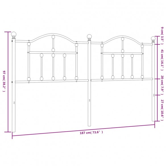 Tête de lit métal noir 180 cm