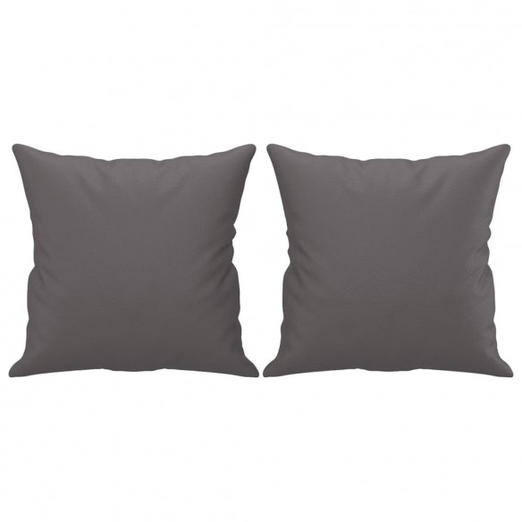 Canapé 3 places avec oreillers décoratifs gris 180cm similicuir