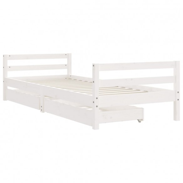 Cadre de lit d'enfants tiroirs blanc 90x190 cm bois pin massif