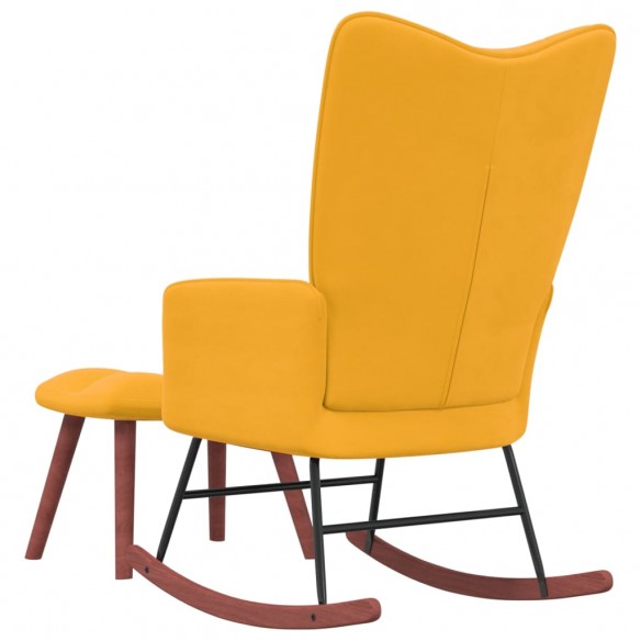 Chaise à bascule avec repose-pied Jaune moutarde Velours