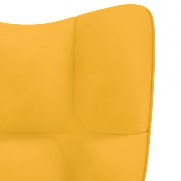 Chaise à bascule avec repose-pied Jaune moutarde Velours