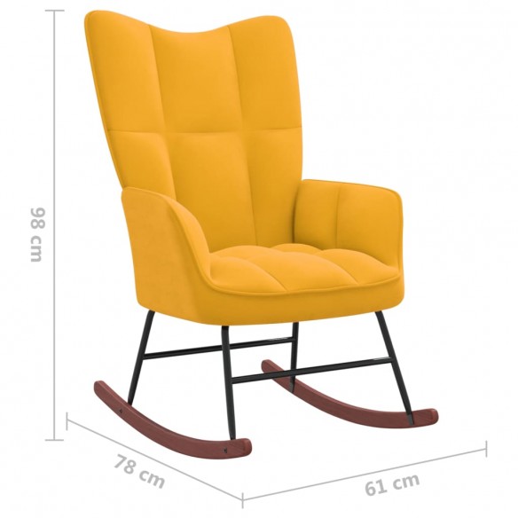 Chaise à bascule avec repose-pied Jaune moutarde Velours