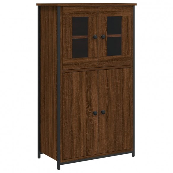 Buffet haut chêne marron 62x32x106,5 cm bois d'ingénierie