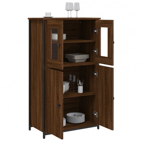 Buffet haut chêne marron 62x32x106,5 cm bois d'ingénierie