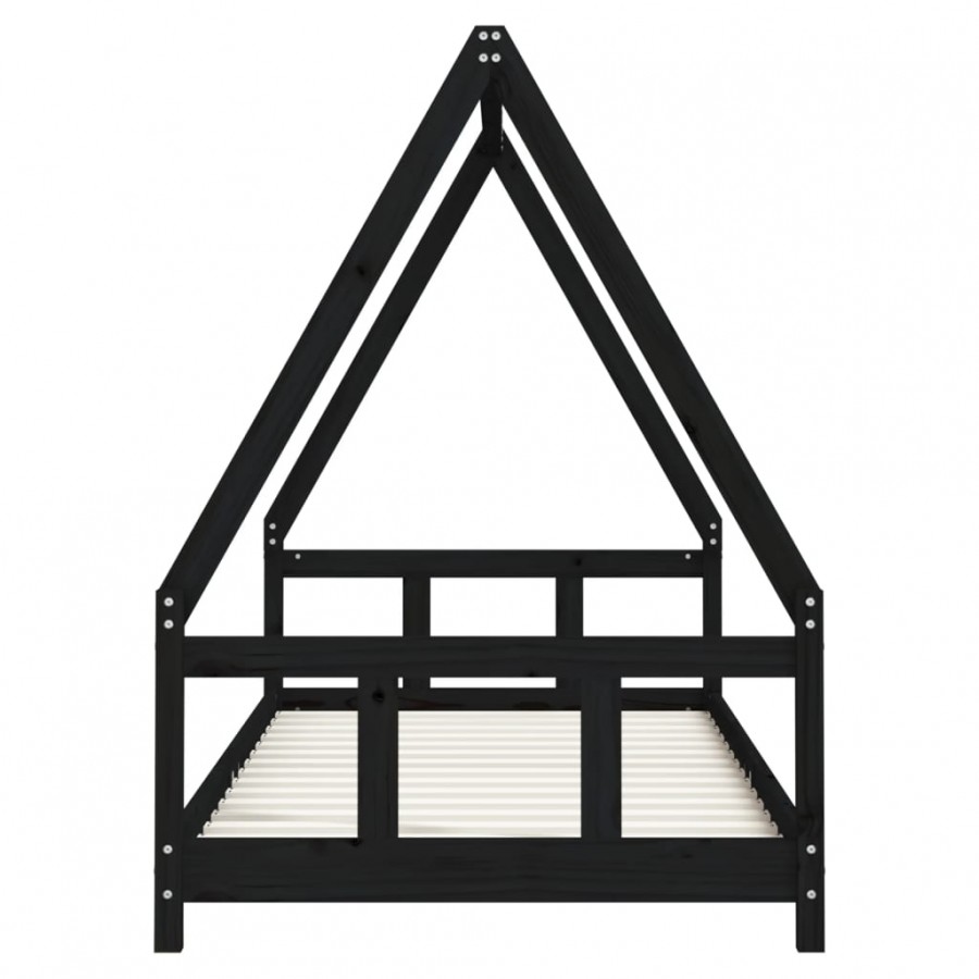 Lit pour enfants noir 90x200 cm bois de pin massif Lit pour enfants noir 90x200 cm bois de pin massif