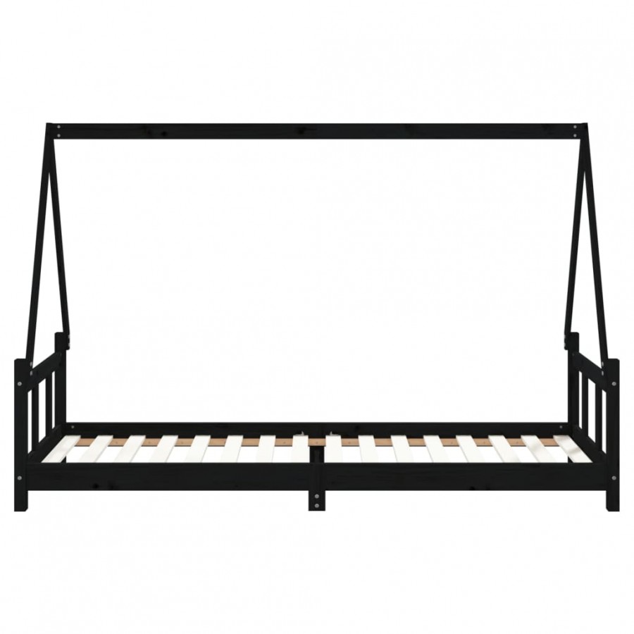 Lit pour enfants noir 90x200 cm bois de pin massif Lit pour enfants noir 90x200 cm bois de pin massif