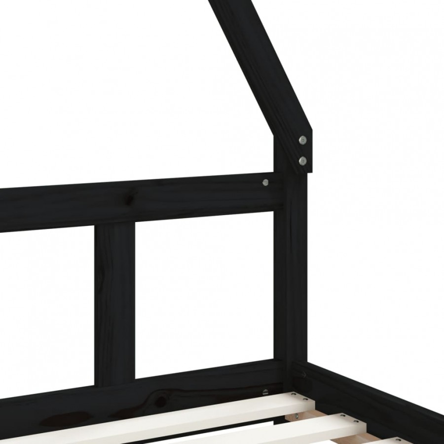 Lit pour enfants noir 90x200 cm bois de pin massif Lit pour enfants noir 90x200 cm bois de pin massif