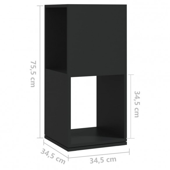 Armoire rotative Noir 34,5x34,5x75,5 cm Aggloméré