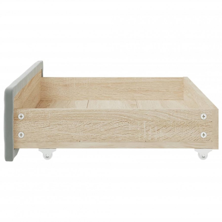 Tiroirs de lit 2 pcs gris clair bois d'ingénierie et velours Tiroirs de lit 2 pcs gris clair bois d'ingénierie et velours