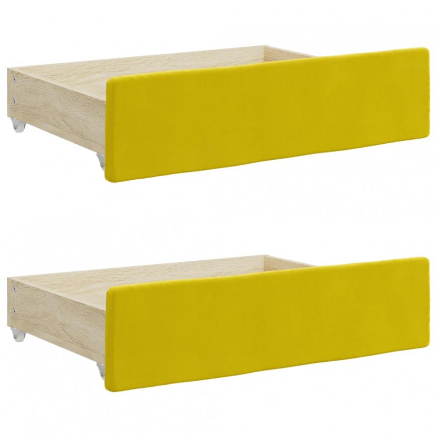 Tiroirs de lit 2 pcs jaune bois d'ingénierie et velours Tiroirs de lit 2 pcs jaune bois d'ingénierie et velours