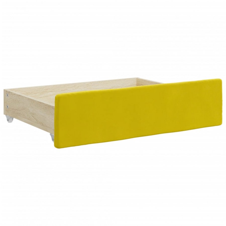 Tiroirs de lit 2 pcs jaune bois d'ingénierie et velours Tiroirs de lit 2 pcs jaune bois d'ingénierie et velours
