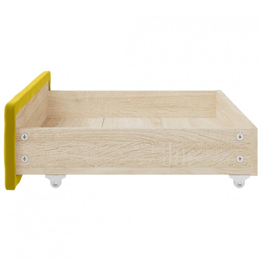 Tiroirs de lit 2 pcs jaune bois d'ingénierie et velours Tiroirs de lit 2 pcs jaune bois d'ingénierie et velours