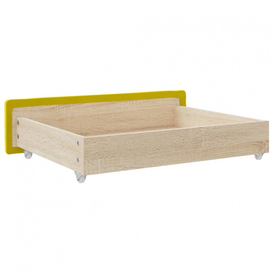Tiroirs de lit 2 pcs jaune bois d'ingénierie et velours Tiroirs de lit 2 pcs jaune bois d'ingénierie et velours