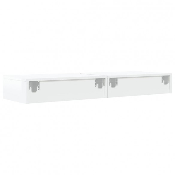 Meubles TV avec lumières LED 2 pcs blanc brillant 60x35x15,5 cm