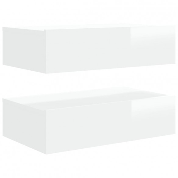 Meubles TV avec lumières LED 2 pcs blanc brillant 60x35x15,5 cm