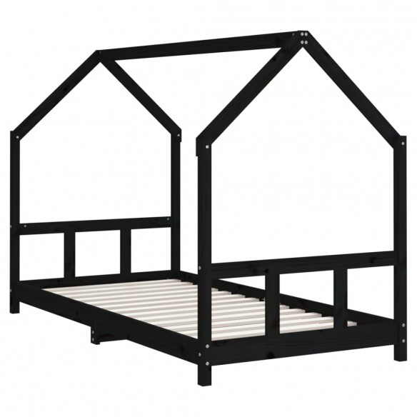 Cadre de lit pour enfants noir 90x190 cm bois de pin massif