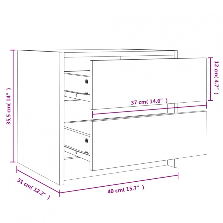 Tables de chevet 2 pcs 40x31x35,5 cm bois de pin massif