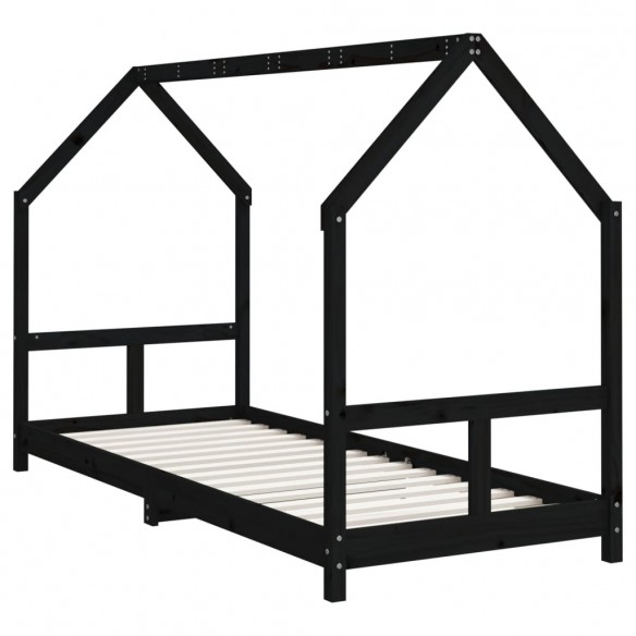 Cadre de lit pour enfants noir 80x200 cm bois de pin massif