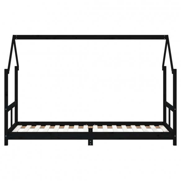 Cadre de lit pour enfants noir 80x200 cm bois de pin massif