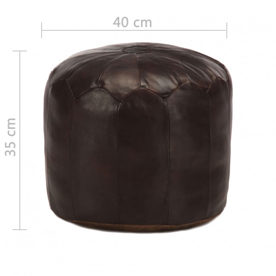 Pouf 40 x 35 cm Marron foncé Cuir véritable de chèvre