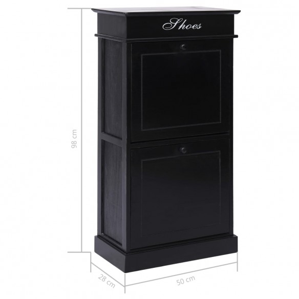 Armoire à chaussures Noir 50 x 28 x 98 cm Bois de Paulownia