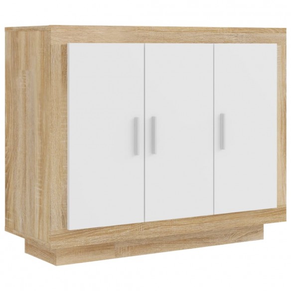 Buffet Blanc et chêne sonoma 92x35x75 cm Bois d'ingénierie