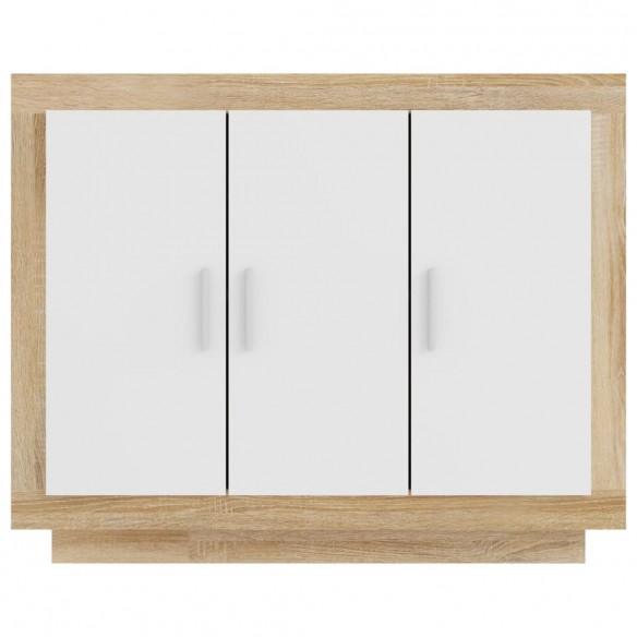 Buffet Blanc et chêne sonoma 92x35x75 cm Bois d'ingénierie