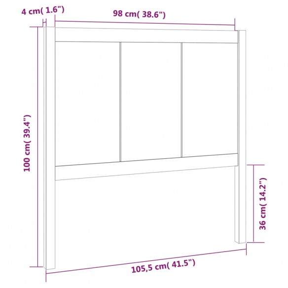 Tête de lit Blanc 105,5x4x100 cm Bois massif de pin