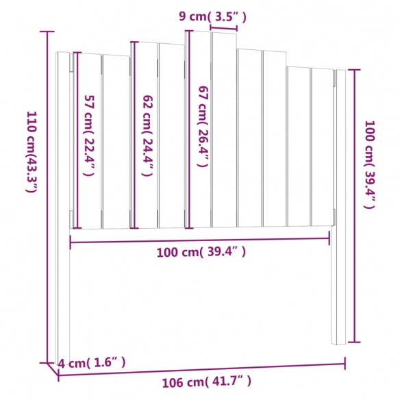 Tête de lit 106x4x110 cm Bois massif de pin