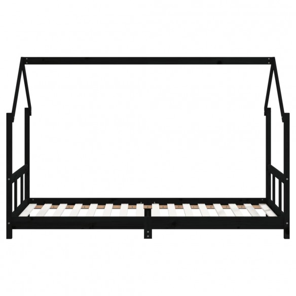 Cadre de lit pour enfants noir 90x200 cm bois de pin massif