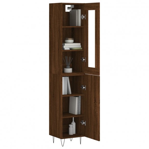 Buffet haut Chêne marron 34,5x34x180 cm Bois d'ingénierie