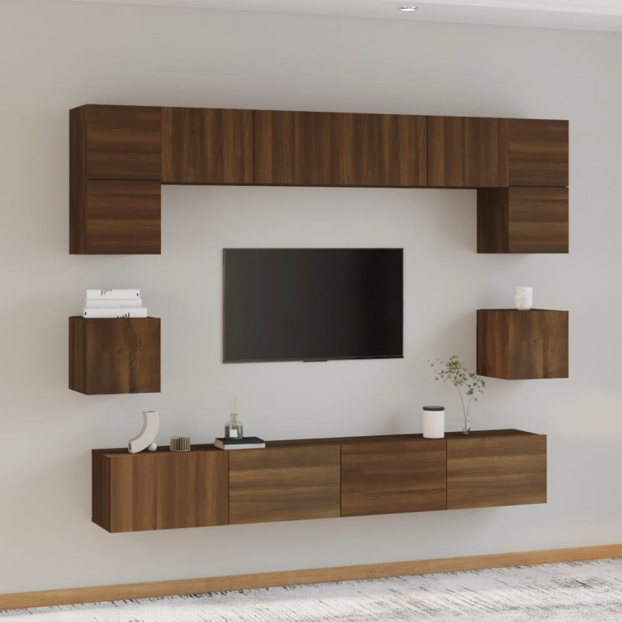 Ensemble de meubles TV 8 pcs Chêne marron Bois d'ingénierie