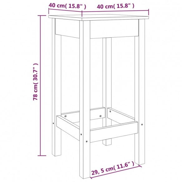 Ensemble de bar 5 pcs Noir Bois de pin massif