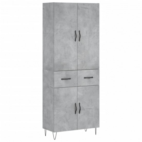 Buffet haut Gris béton 69,5x34x180 cm Bois d'ingénierie