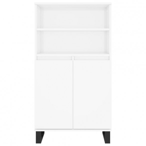 Buffet haut Blanc brillant 60x36x110 cm Bois d'ingénierie