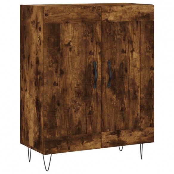 Buffet haut Chêne fumé 69,5x34x180 cm Bois d'ingénierie