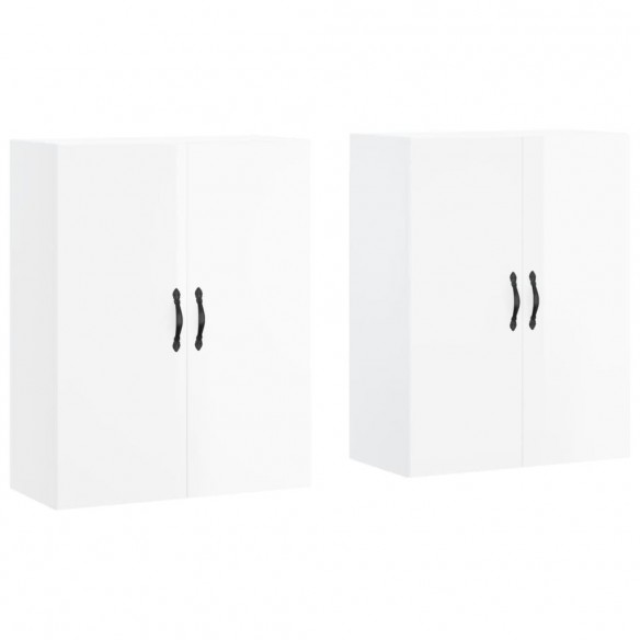 Armoires murales 2 pcs blanc brillant bois d'ingénierie