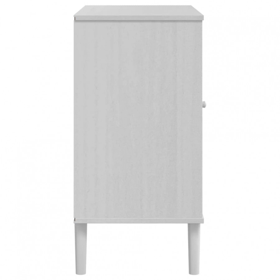 Buffet SENJA aspect rotin blanc 80x40x80 cm bois massif de pin