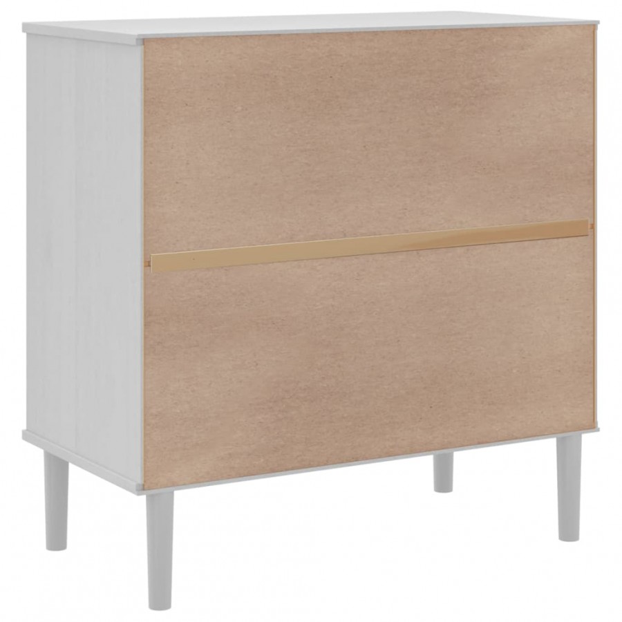 Buffet SENJA aspect rotin blanc 80x40x80 cm bois massif de pin
