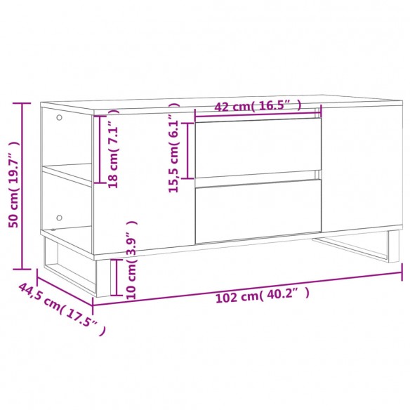 Table basse chêne fumé 102x44,5x50 cm bois d'ingénierie