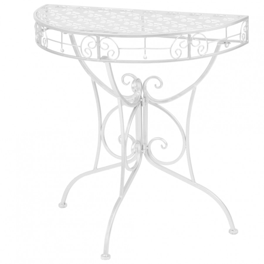 Table d'appoint Vintage Demi-ronde Métal 72x36x74 cm Argenté