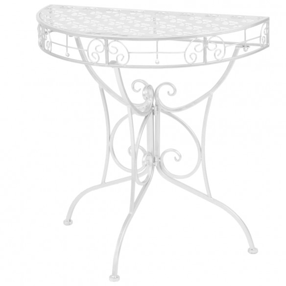 Table d'appoint Vintage Demi-ronde Métal 72x36x74 cm Argenté