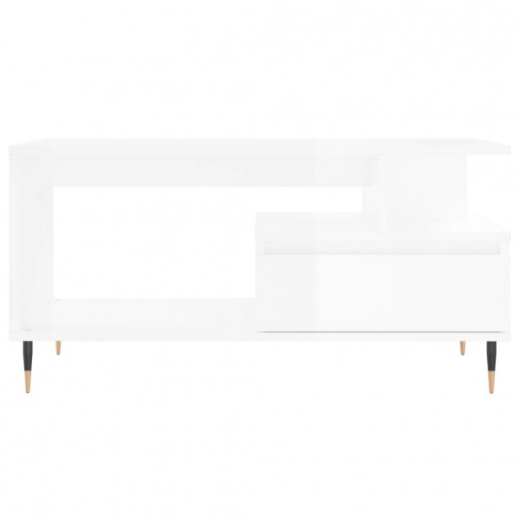 Table basse Blanc brillant 90x49x45 cm Bois d'ingénierie