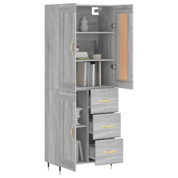 Buffet haut Sonoma gris 69,5x34x180 cm Bois d'ingénierie