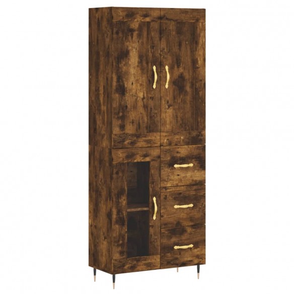 Buffet haut Chêne fumé 69,5x34x180 cm Bois d'ingénierie