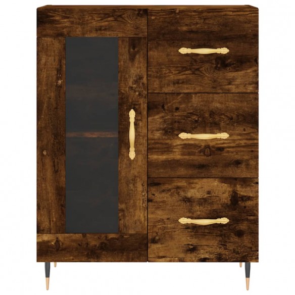 Buffet haut Chêne fumé 69,5x34x180 cm Bois d'ingénierie