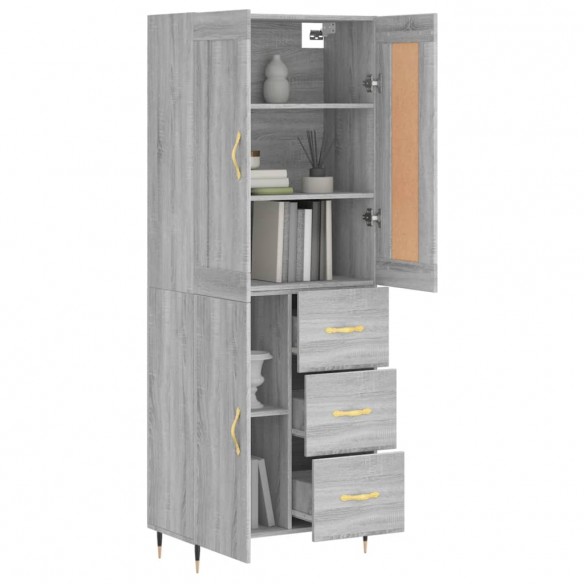 Buffet haut Sonoma gris 69,5x34x180 cm Bois d'ingénierie