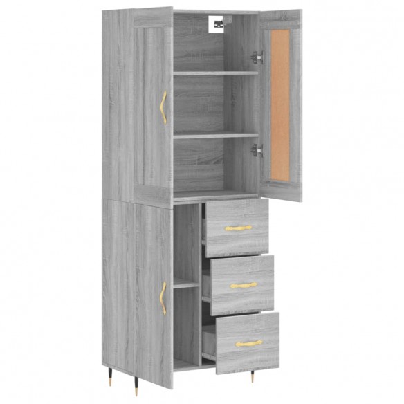 Buffet haut Sonoma gris 69,5x34x180 cm Bois d'ingénierie