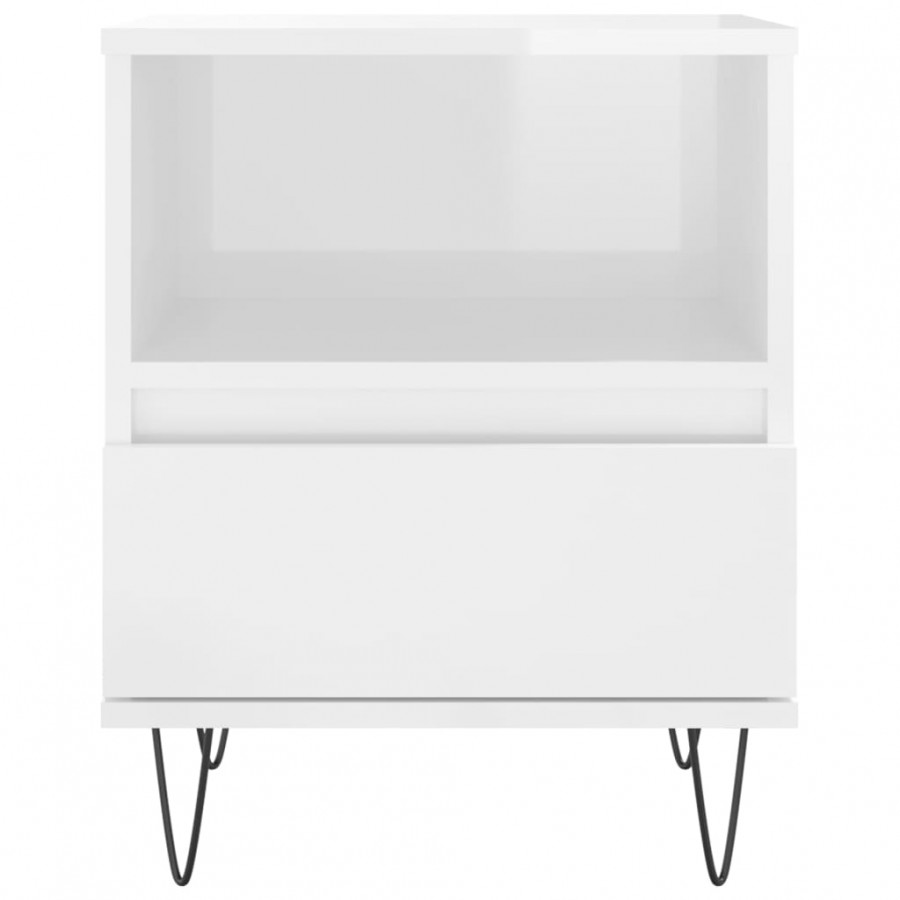 Table de chevet Blanc brillant 40x35x50 cm Bois d’ingénierie