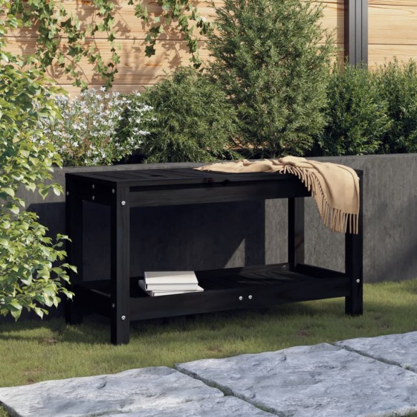 Banc de jardin noir 82,5x35x45 cm bois massif de pin